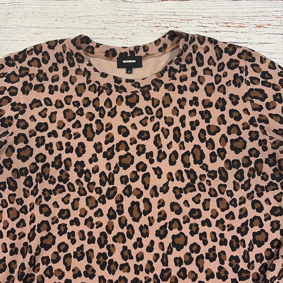 Monrow Animal Print Crewneck Leopard Oversized Sweatshirt - Picture 6 of 9